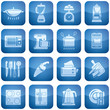 Cobalt Square 2D Icons Set: Kitchen utensils