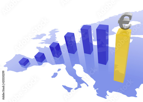 Photo: Business diagramm of a euro exchange rate. Business diagramm of a euro exchange rate.