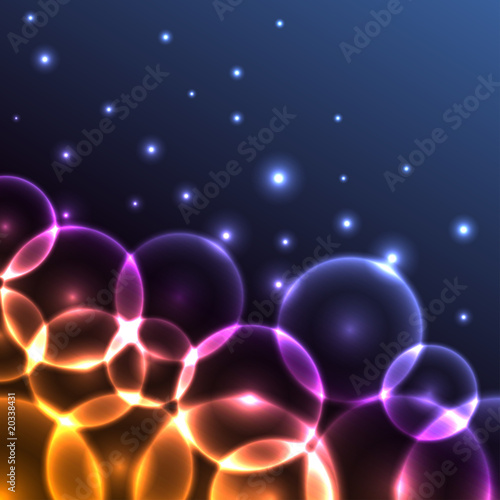 Abstract glowing circles background.