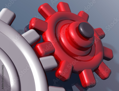 Illustration: Brightly colored interlocking gears Brightly colored interlocking gears