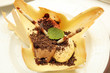 Vanilla ice cream with dark chocolate