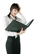 The fine girl with a black folder in hands