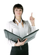 The fine girl with a black folder in hands