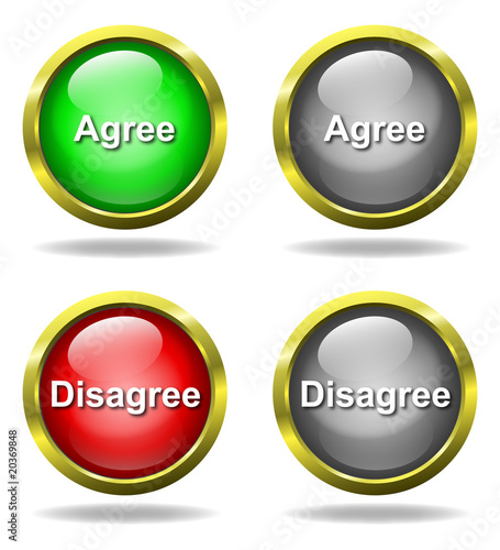 Vector: Set of glass Agree - Disagree buttons Set of glass Agree - Disagree buttons