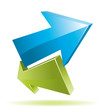 Blue and green 3d vector arrows