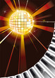 disco ball with piano keys vector party background