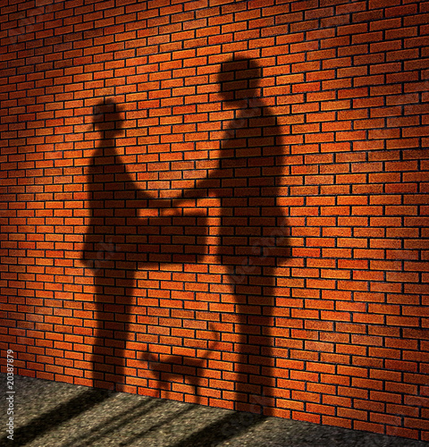 Illustration: One man delivery to other man a suitcase One man delivery to other man a suitcase