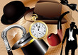 Photo en ligne au meilleur prix Vector Victorian gentleman set with objects and silhouette