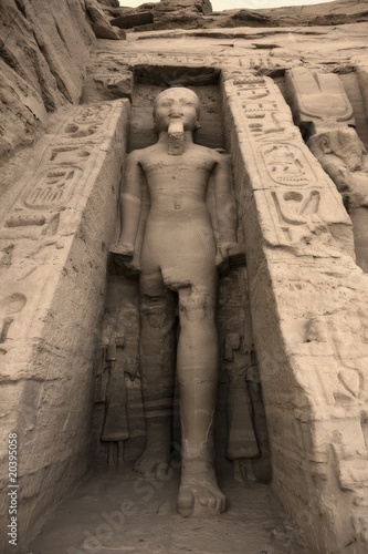 Photo: Statue of Rameses II outside the Hathor Temple of Queen Nefertari. UNESCO World Heritage Site known as the Nubian Monuments. Abu Simbel, West Bank of Lake Nasser, southern Egypt. Africa Statue of Rameses II outside the Hathor Temple of Queen Nefertari. UNESCO World Heritage Site known as the Nubian Monuments. Abu Simbel, West Bank of Lake Nasser, southern Egypt. Africa