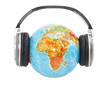 globe with headphones on it.