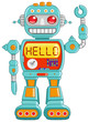 Retro robot toy waving hello