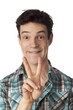 jeune homme v vistoire gagner vainqueur