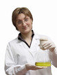Laboratory technician with flask