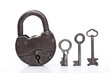 Old padlock and keys