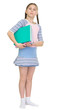 Ûchoolgirl has large armful of books
