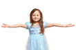 little girl welcome gesture