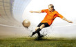 Shoot of football player on the field of olimpic stadium Shoot of football player on the field of olimpic stadium