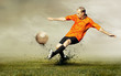 Shoot of football player on the outdoors field