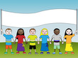 Children with banner