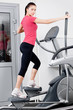woman on a training simulator