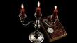 HD 720p: Candelabra, candles and old book with watch