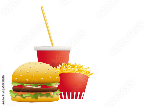 Fast Food Menus on Photo  Menu Fast Food Frites Soda Hamburger Sur Fond Blanc    Nathalie