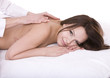 Girl on spa resort. Massage. Isolated.