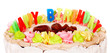 Cake with white cream and chocolate.Isolated.