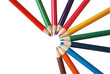 Color pencils on white background