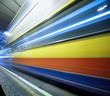 Speeding bus background, blurred motion.