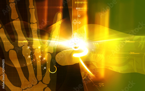Illustration: Illustration of a hand holding a X-ray film Illustration of a hand holding a X-ray film