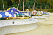 World's longest mosaic bench in Park Guell in Barcelona World's longest mosaic bench in Park Guell in Barcelona