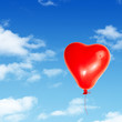 One Red Heart Detailed Balloon Isolated on White Background with