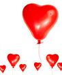One Red Heart Detailed Balloon Isolated on White Background with