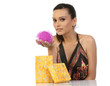 Woman feeling happy seeing her gift from the gift box