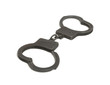 Black handcuffs are opened in the form of heart isolated