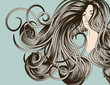 Woman's face with detailed flowing hair Woman's face with detailed flowing hair