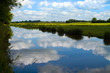 View of a canal with reflections of the sky