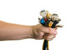 Photo: man holding bunch of cables man holding bunch of cables