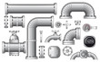 Vector Collection of Pipe and Pipeline Isolated