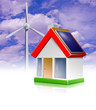 Illustration: icop haus windrad solardach himmel icop haus windrad solardach himmel