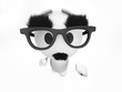 a cute 3d guy is wearing a fake mustache( happyman series)