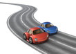 Road race blue red cars Road race blue red cars