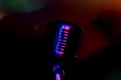 Microphone, colour lights, rock Concert.