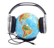 globe with headphones on it.