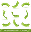Green 3d vector arrows set