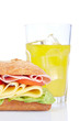 Sandwich and orange soda