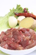 Pork kidney with garlic, chili pepper, ginger and green salad