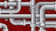 Industrial backdrop.Pipes over brick wall