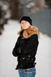 Felljacke im Schnee Modelshooting